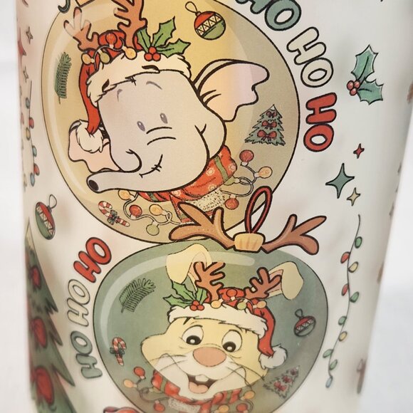 Christmas Winnie The Pooh Frosted Glass Tumbler 6 Inches New With Tags Fast Ship - Picture 6 of 14
